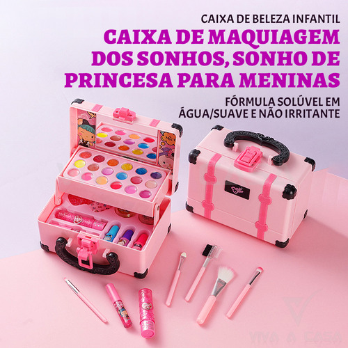 Maleta De Maquiagem Infantil Profissional Completa Lavável