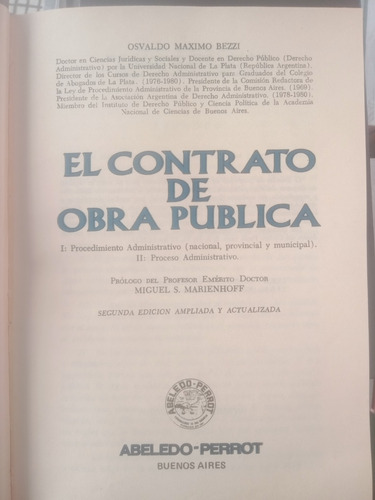 Osvaldo Bezzi / El Contrato De Obra Pública (enc) 2da. Ed.