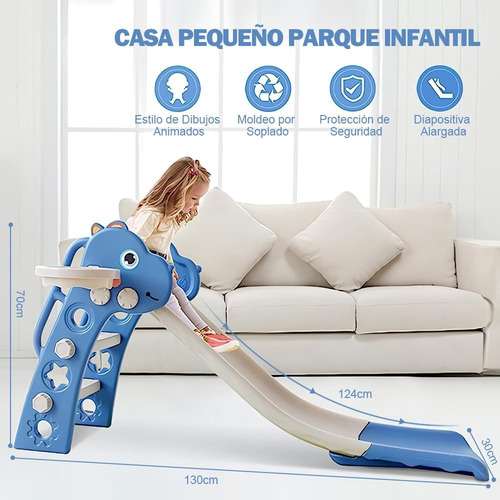 Tobogán Bebé Resbaladilla Infantil Con Canasta De Baloncesto