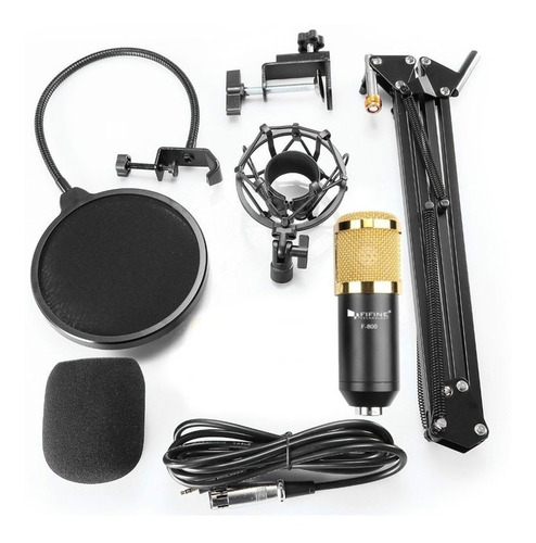 Microfono Condenser Kit Fifine Brazo Articulado Filtro Araña