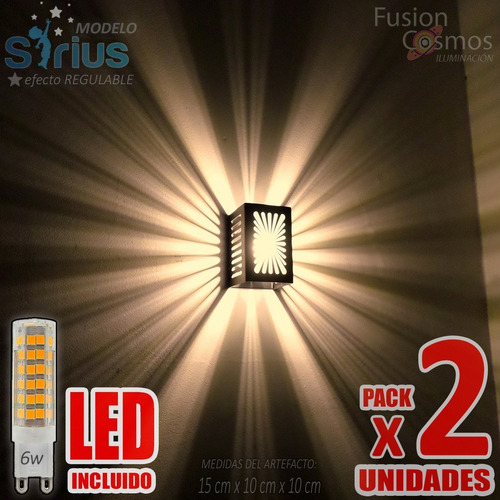 Imagen 1 de 10 de Luces Pared Interior Bidireccional Fx Estelar Led 6w Pack X2