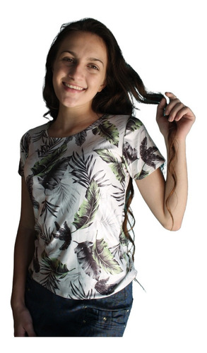 Imagem 1 de 3 de Blusa Blusinha Feminina Venetia Folhagem Moda Evangélica
