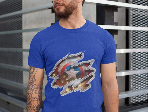 Polera Unisex Capitan America Escudo Avengers Estampado