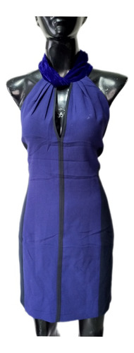 Vestido Formal Elegante Morado Con Negro Elie Tahari 