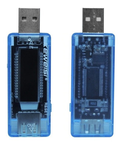 Medidor De Corriente Y Voltaje Usb Tester Probador Color Azul