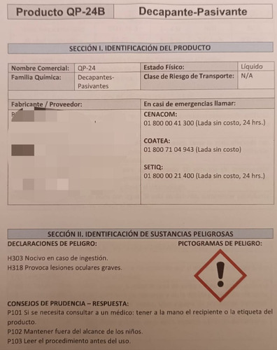 Liquido Para Decapado Y Pasivado De Acero Inoxidable 2lts