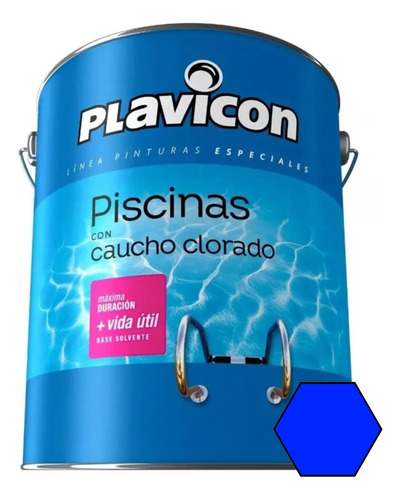 Plavicon Pintura Piscinas Pileta Caucho Clorado Azul 4 L 