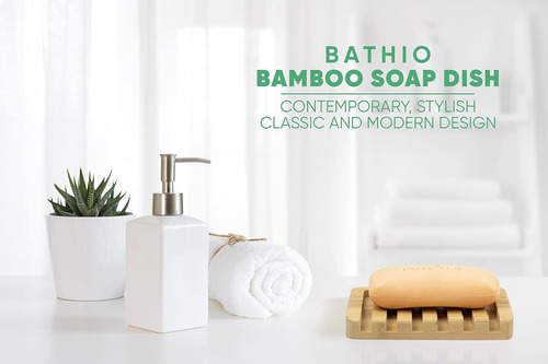 Jabonera De Bambú Para Ducha Con Base De Silicona Antidesliz