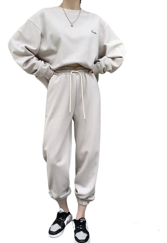 Pants Dama Conjunto Para Frio Comodo Premium Beige