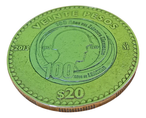 Moneda De 20 Pesos 100 Años Del Ejército Mexicano (Usado)