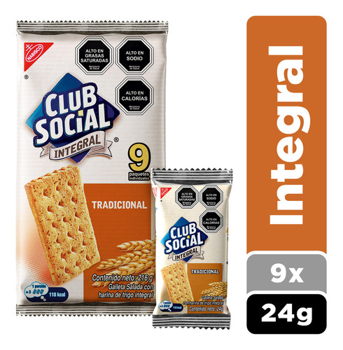 Galletas Saladas Club Social® Integrales 9 Paquetes X 24g