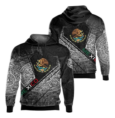 Sudadera Con Capucha De Mexican Aztec Warrior Black Mexico M