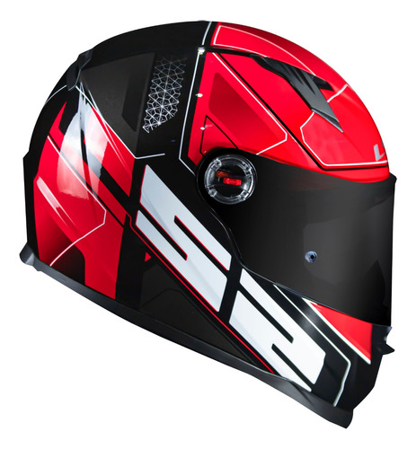 Capacete Ls2 Ff358 Ultra Black Red Vermelho Preto Brilho