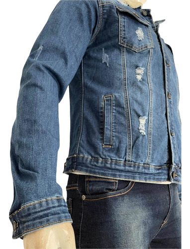 Imagen 6 de 10 de Chamarra Mezclilla Stretch Forro Borrega Hombre Premium Slim