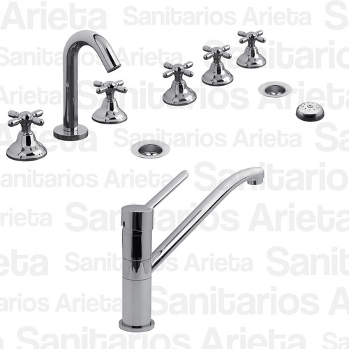 Combo Griferia Fv Newport Lavatorio Bidet + 411.02/b2 Cs1347