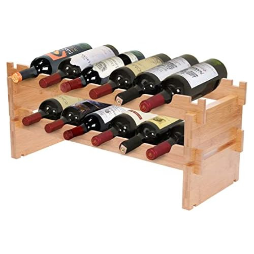 Estantería De Vinos Modular De Bambú Apilable; Fácil...