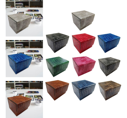 Caja De Baraja De Cartas, Soporte De Cuero Pu, Gris