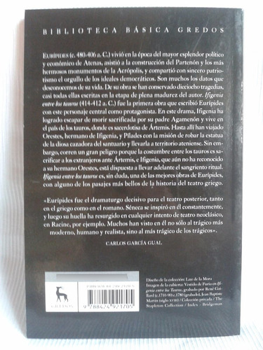 Imagen 2 de 4 de Ifigenia Entre Los Tauros Euripides Int. Garcia Gual Gredos