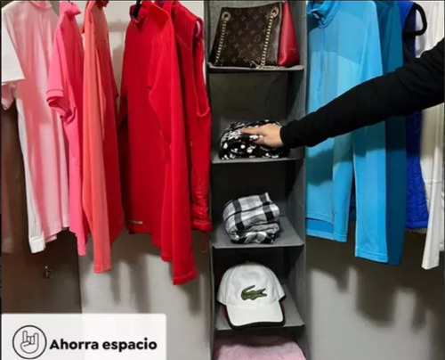 Organizador Colgante De Bolsas 5 Compartimentos Plegable Gris