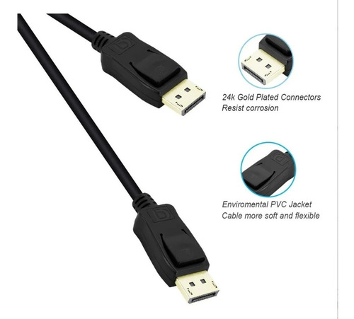 Imagen 8 de 9 de Cable Displayport Macho Dp A Dp 4k A 144hz, 3m