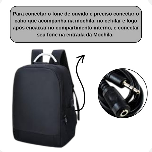 Mochila TheVisionaries Antifurto Executiva Com Cadeado Trava Segurança Porta Usb Saída Fone Ouvido Compartimento Notebook Resistente Reforçada Grande Anti Furto Unissex Masculina Feminina Trabalho
