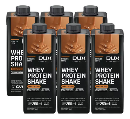 6x Whey Protein Shake Dux Doce De Leite 250ml