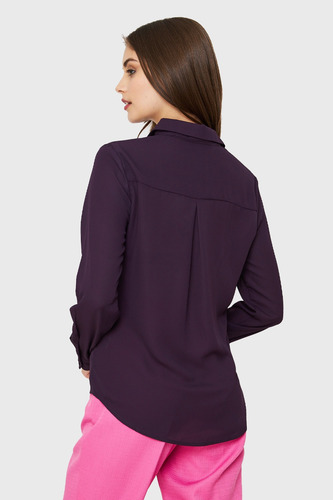 Imagen 4 de 6 de Blusa Básica Botonera Invisible Morado Nicopoly