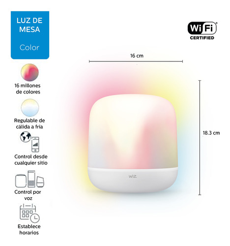 Imagen 3 de 8 de Lampara Inteligente Wifi Wiz Hero Color 12w
