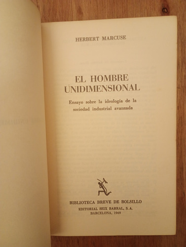 El Hombre Unidimensional - Herbert Marcuse (Usado)