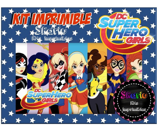 Kit Imprimible Super Hero Girl Candy Bar + Photo Booth