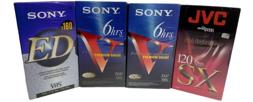 Lote Video Cassette Vhs Sony & Jvc  6 Hrs 4pzas Premium 