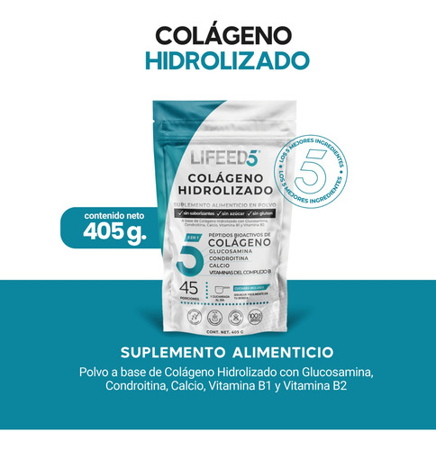 Imagen 2 de 7 de Lf5 Colageno Hidrolizado Condroitina Glucosamina Calcio