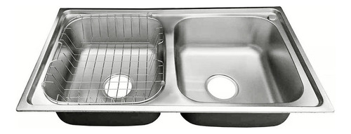 Lavaplatos Clasico Doble 78x43 Con Llave Acero Inoxidable