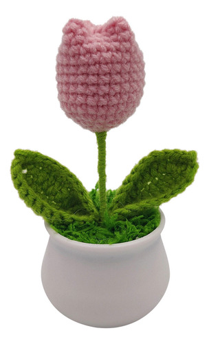 Maceta De Simulación De Ganchillo Con Flor Artificial En For