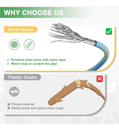 Removedor De Obstrucciones De Pelo De Serpiente - 50 Pulgada
