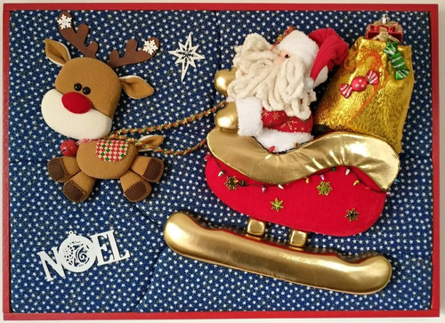 Muñecos Navideños Cuadro Noel Trineo Con Luces- Navidad