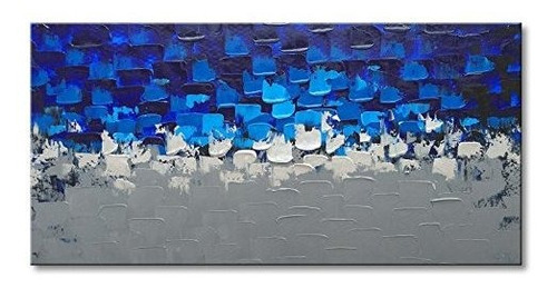 Azul Y Plata Abstracto De La Pared Del Arte Sobre Tela ...