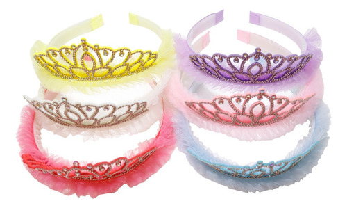 Diadema Corona Princesa Set 6 Cumpleaños Multicolor