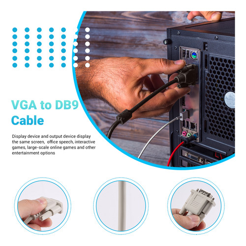 Adaptador Rs232 Db9 De 1,4 M, 9 Pines Macho A Vga, 15 Pines