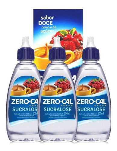 Adoçante Zero Cal Sucralose Liquido 100ml Kit 3