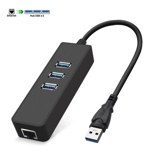Adaptador Usb 3.0 Hub A Rj45 Ethernet Con 3 Puertos Usb 3.0
