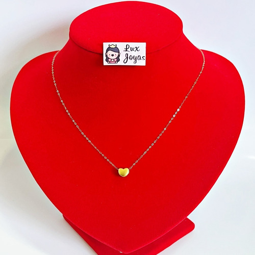 Imagen 6 de 9 de Cadena Eslabones Oro 18k Colgante Corazón Satinado Oro 24k