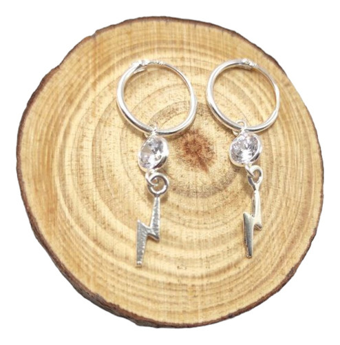 Aros Argollas Plata 925 Rayos Y Punto De Luz 12 Mm