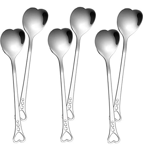 6 Cucharas De Té | Mini Cucharas En Forma De Corazón Para Po