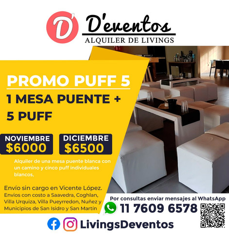 Alquiler De Livings Zona Norte Puff Minipuff Horno Sillas