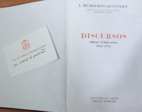 Discursos 1924 -1972  Cardenal J. Humberto Quintero 