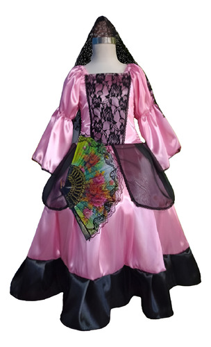 Disfraz  Vestido Patrio Dama Antigua (completo)  Talle 16 Rosa 16