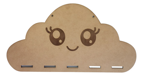 Porta Moños De Nube Grabado Mdf Natural 40 X 21 Cm Natural