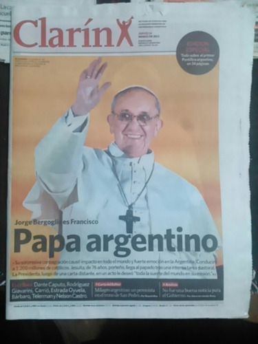 Diario Clarín. Jueves 14/3/2014. Papa Argentino