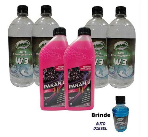 Kit Aditivo Radiador Paraflu Rosa 14261 Agua Desmineralizada